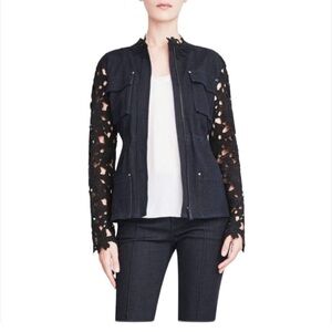 Elie Tahari Denim lace jacket sz Large